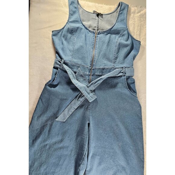 Derek Heart Sleeveless Denim Romper Jumpsuit - Blue - SZ L - Picture 5 of 12